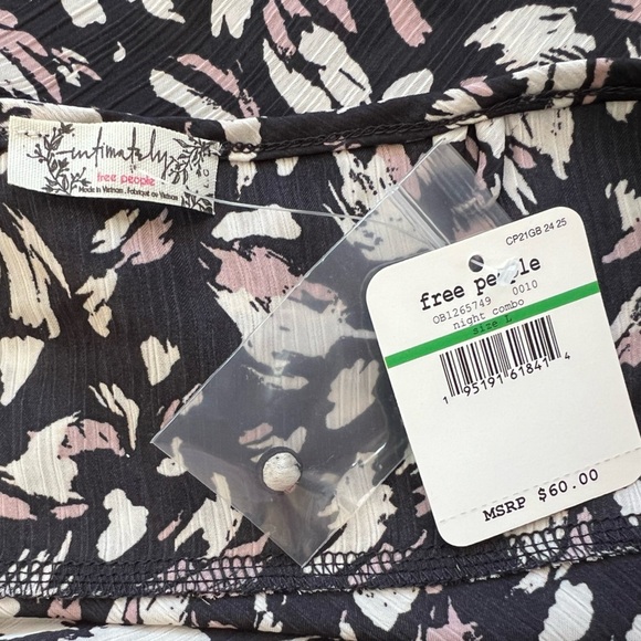 FREE PEOPLE x Initimately NWT Hang On Halter Printed Slip Dress, Black + White,L - Picture 9 of 15